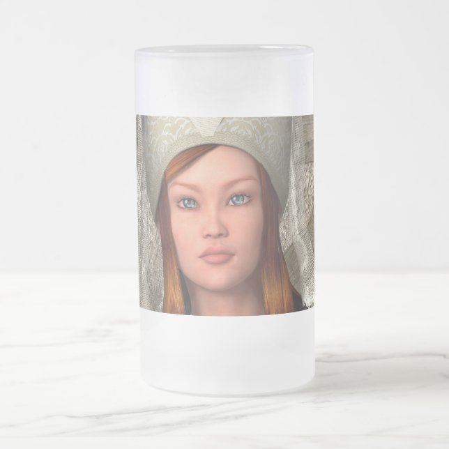 Mediaeval Lady Frosted Glass Beer Mug (Center)