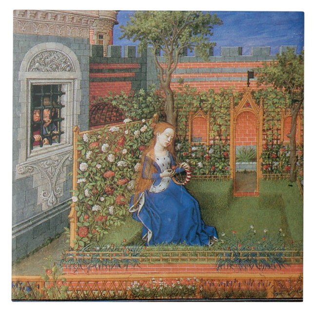 Mediaeval lady in the rosegarden tile (Front)