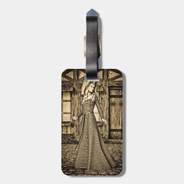 Mediaeval Lady Luggage Tag (Back Vertical)