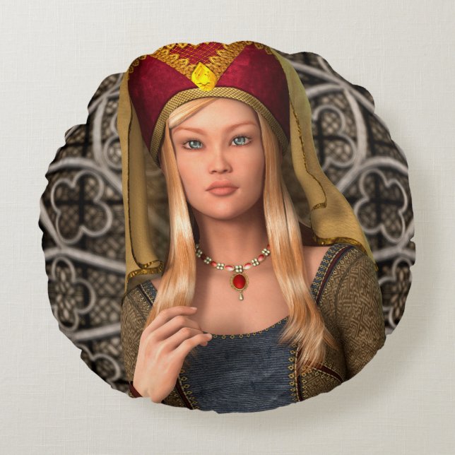 Mediaeval Lady Round Cushion (Front)