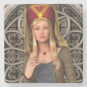 Mediaeval Lady Stone Coaster