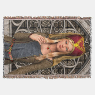 Mediaeval Lady Throw Blanket