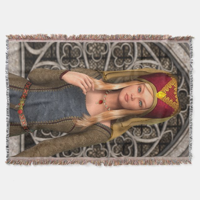 Mediaeval Lady Throw Blanket (Front)