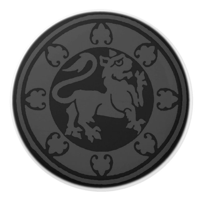 Mediaeval Lion Ceramic Knob (Front)