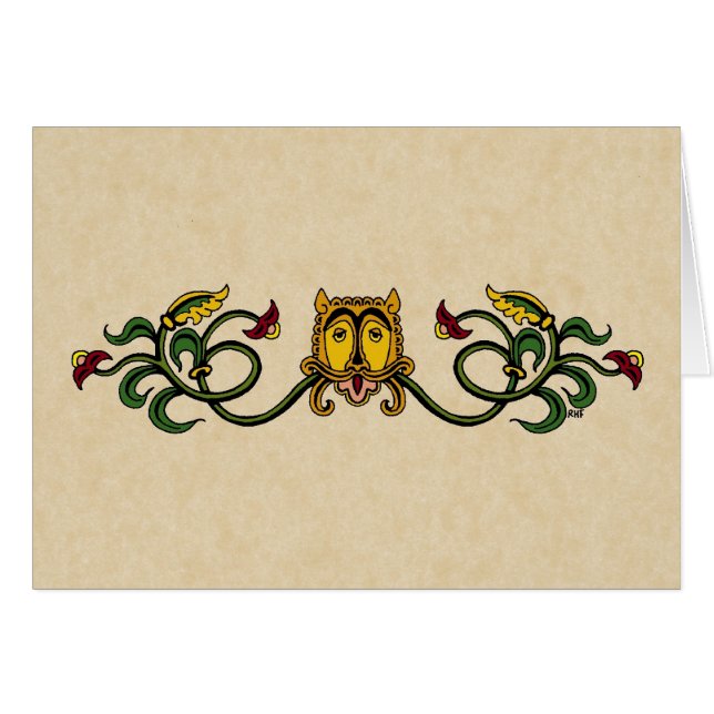 Mediaeval Lion Design Greeting Card (Front Horizontal)
