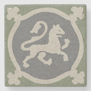 Mediaeval Lion Tile Stone Coaster