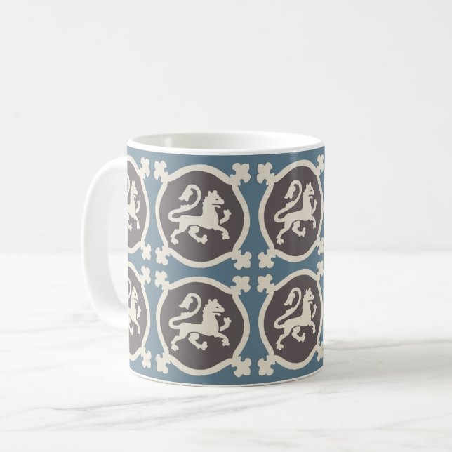 Mediaeval Lion Tiles Coffee Mug (Front Left)