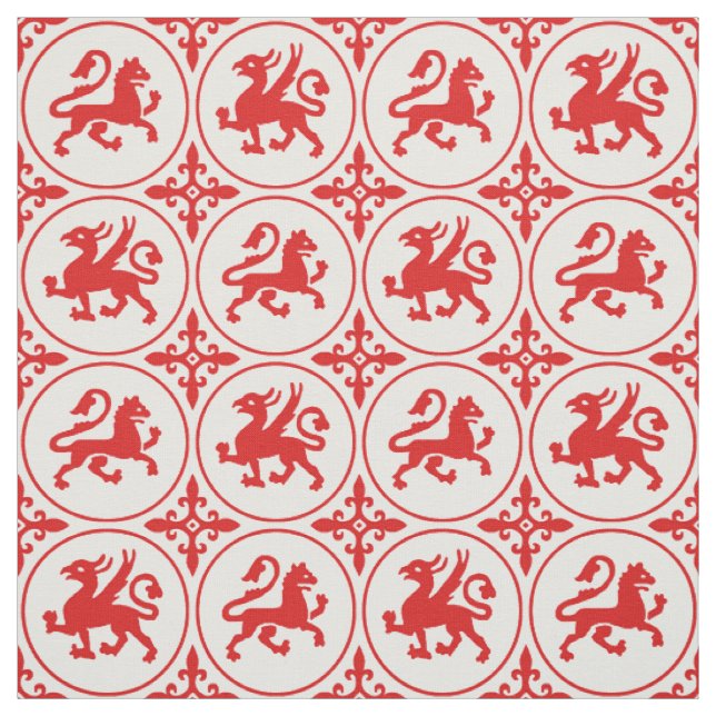 Mediaeval Lions and Griffins Fabric (Swatch)