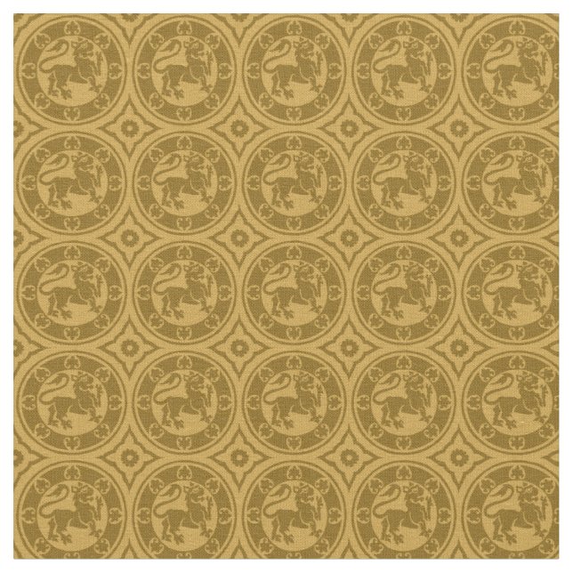 Mediaeval Lions, Goldenrod Fabric (Close Up)