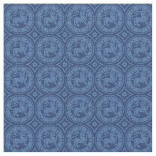 Mediaeval Lions, Royal Blue Fabric