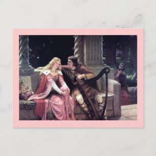 Mediaeval Love Couple Romantic Castle Painting Postcard