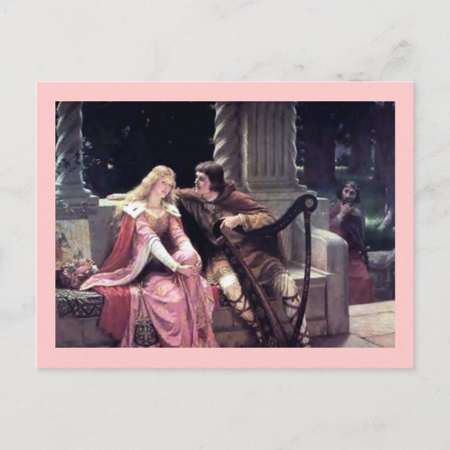 Mediaeval Love Couple Romantic Castle Painting Postcard (Front)