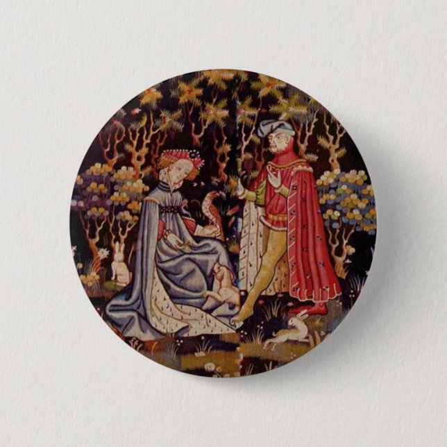 Mediaeval lovers 6 cm round badge (Front)