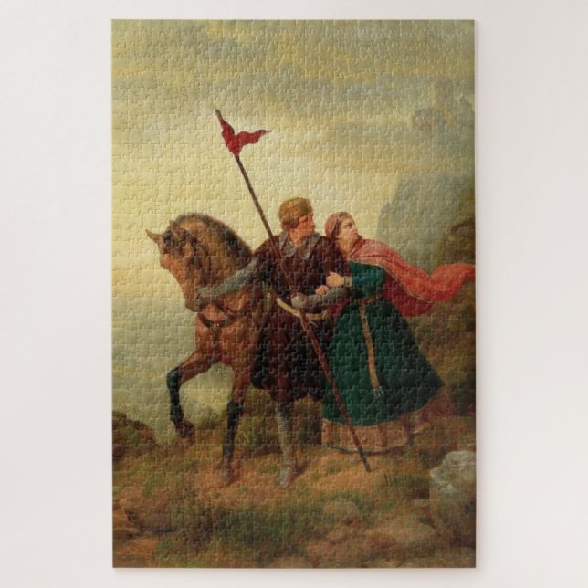 Mediaeval Lovers Fleeing with their Horse Jigsaw Puzzle (Vertical)