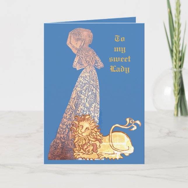 Mediaeval lovers knight and lady card (Front)