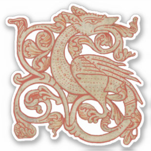 Mediaeval Manuscript Dragon Vinyl Sticker