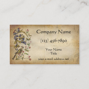 Mediaeval Manuscript Floral Bird Business Card