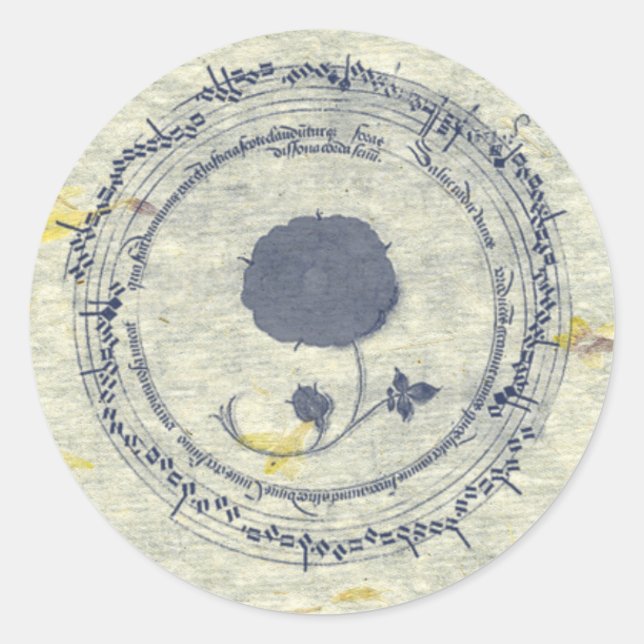 Mediaeval Manuscript Flower Classic Round Sticker (Front)