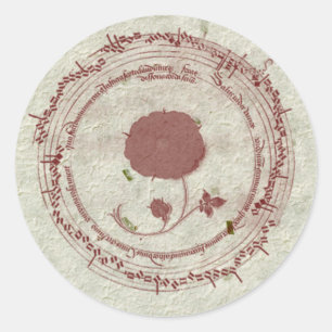 Mediaeval Manuscript Flower Classic Round Sticker