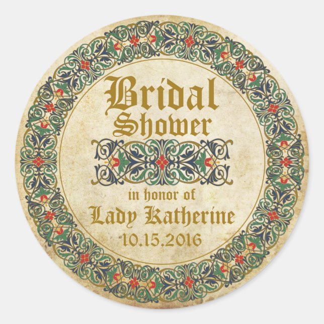 Mediaeval Manuscript Goth Bridal Shower Label (Front)