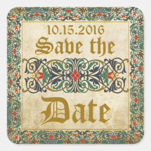 Mediaeval Manuscript Goth Save the Date Label