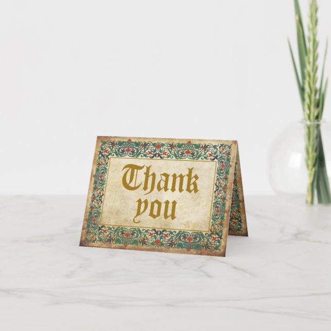 Mediaeval Manuscript Goth Thank You Card (Front)