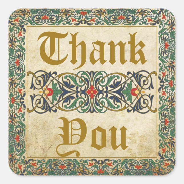 Mediaeval Manuscript Goth Thank You Label (Front)