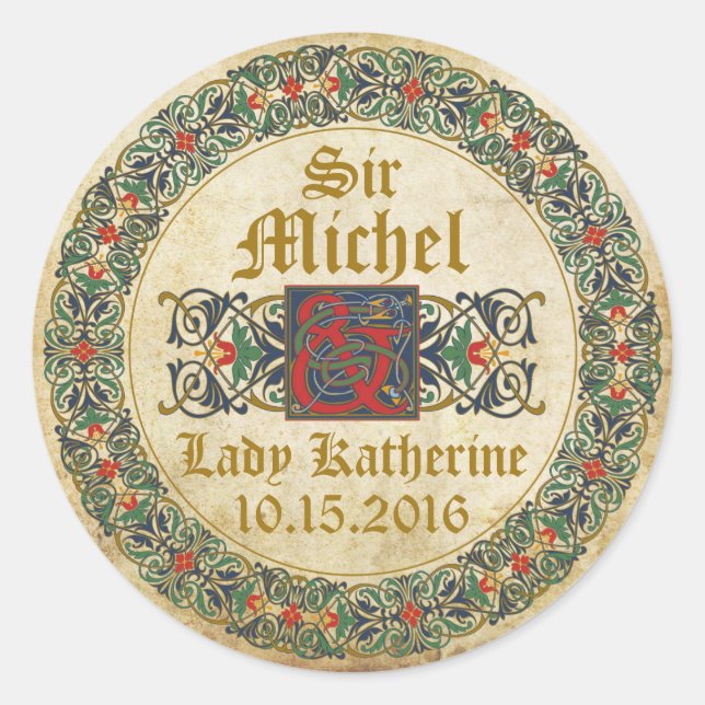Mediaeval Manuscript Goth Wedding Label (Front)