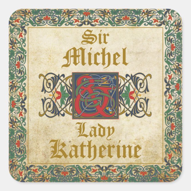 Mediaeval Manuscript Goth Wedding Label (Front)