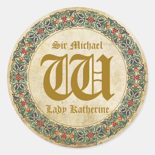 Mediaeval Manuscript Goth Wedding Label (Front)