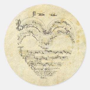 Mediaeval Manuscript Heart Classic Round Sticker