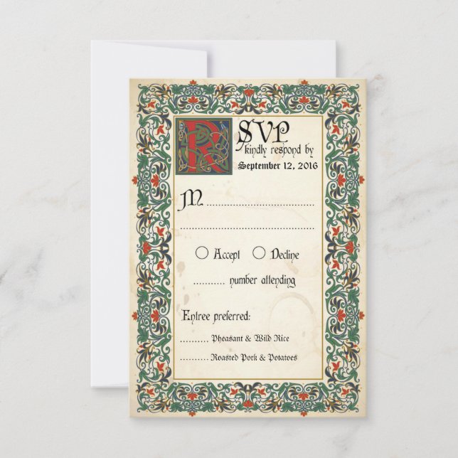 Mediaeval Manuscript RSVP Card (Front)
