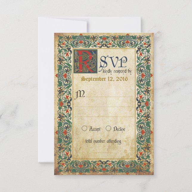 Mediaeval Manuscript RSVP Card (Front)