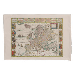 Mediaeval Map of Europe (by Willem Blaeu)  Pillowcase