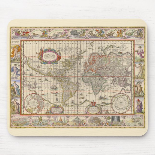 Mediaeval Map of the Entire World (by Willem Blaeu Mouse Mat (Front)