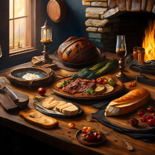 Mediaeval meal Stretched Canvas Print