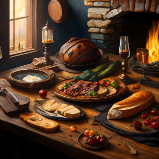 Mediaeval meal Stretched Canvas Print