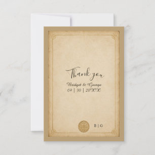 Mediaeval Minimalist Parchment Celtic Knot Wedding Thank You Card