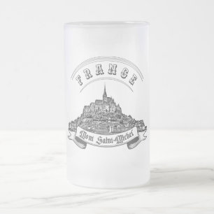 Mediaeval monastery Mont Saint Michel. France. Frosted Glass Beer Mug