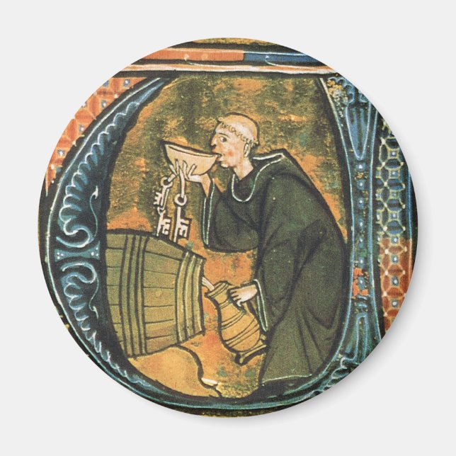 Mediaeval Monk Tasting Wine Magnet (Front)