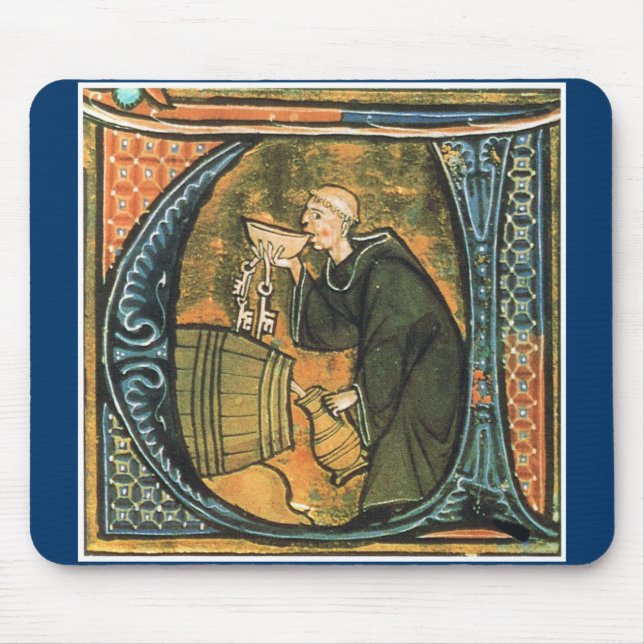 Mediaeval Monk Tasting Wine Mousepad (Front)