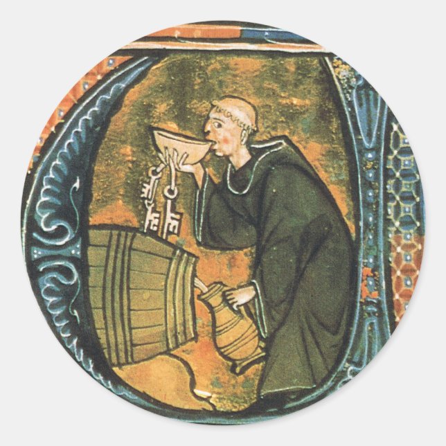 Mediaeval Monk Tasting Wine Stickers (Front)