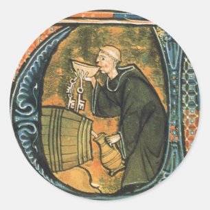 Mediaeval Monk Tasting Wine Stickers