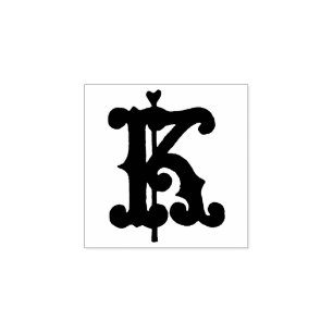 Mediaeval  Monogram Vintage initial  letter K Rubber Stamp