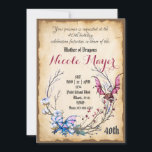 Mediaeval Mother of Dragon 40th Birthday Invitatio Invitation<br><div class="desc">This one-of-a-king mediaeval-style invitation is the perfect start for an epic 40th birthday party! Perfect for dragon lovers!</div>