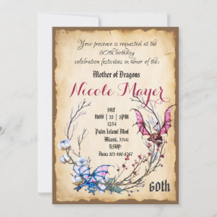 Mediaeval Mother of Dragon 60th Birthday Invitatio Invitation