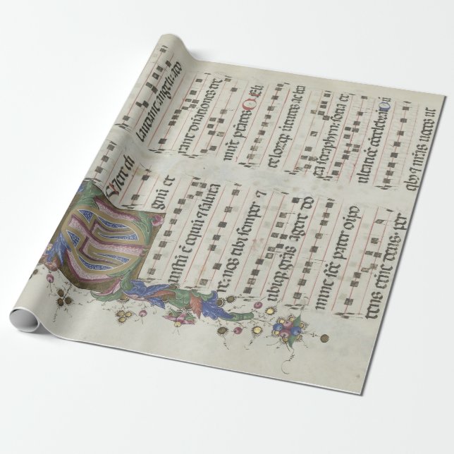 Mediaeval Music Illuminated Manuscript Wrapping Paper (Unrolled)