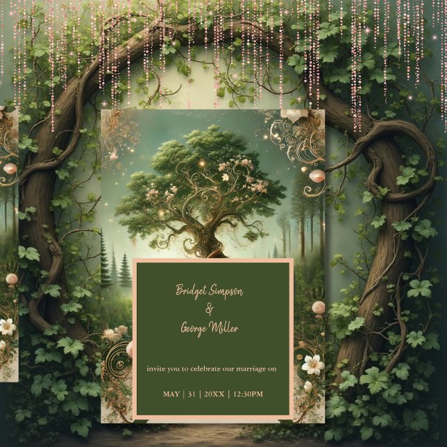 Mediaeval mystic fantasy engraving Forest Wedding Invitation (Creator Uploaded)