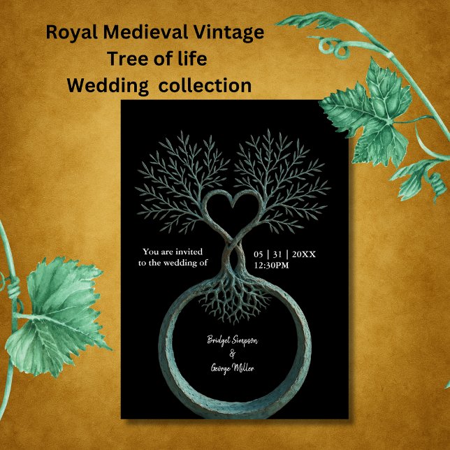 Mediaeval mystic fantasy engraving tree Wedding  Invitation (Creator Uploaded)