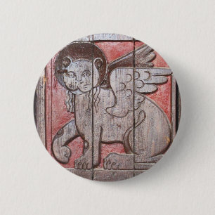 Mediaeval Mythological Lion - Lion Of Saint Mark 6 Cm Round Badge